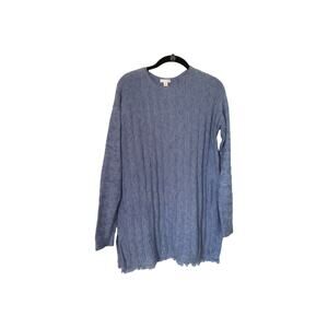 J Jill Sweater Womens Size Small Button Back Fringe Tunic Long Sleeve Tight Knit